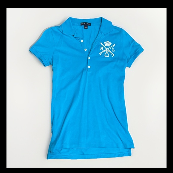 Ralph Lauren Polo Blue Crest Crown Equestrian Cotton Women’s size S Shirt Equine - Picture 1 of 4